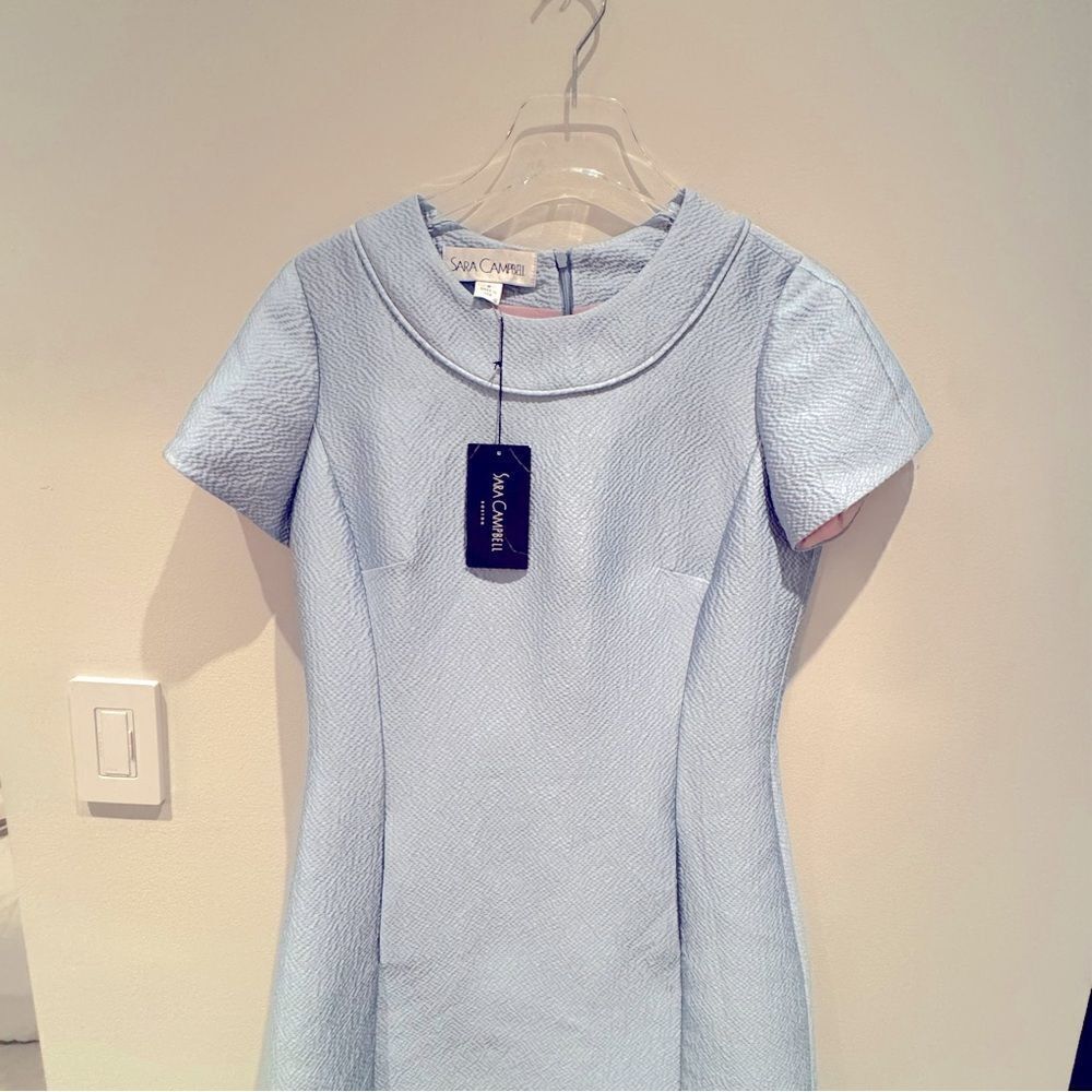 NWT- Sara Campbell Boston Cap Sleeve Shift Dress Light Blue Size 8